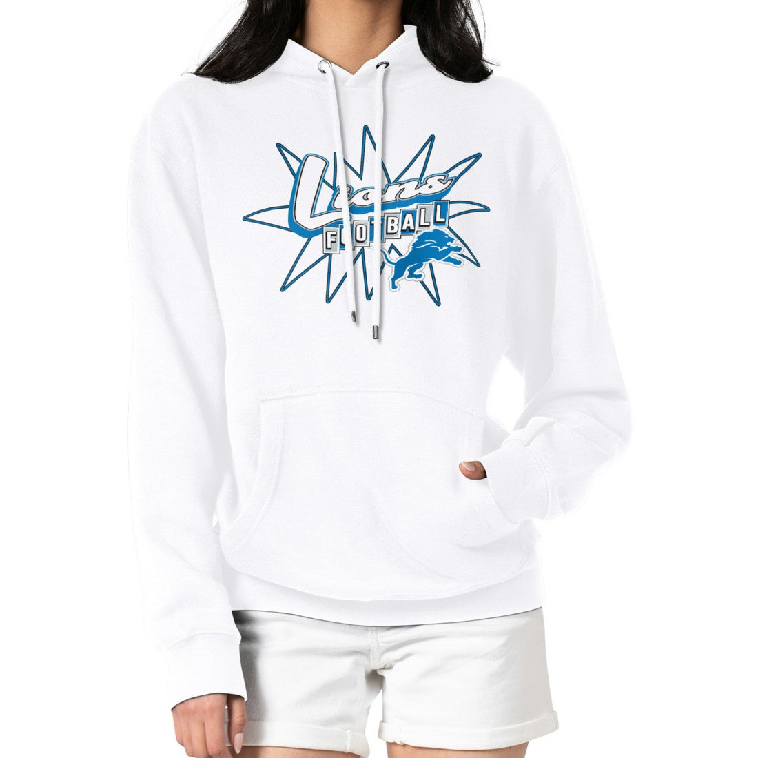 Detroit Lions Starter Women's Drive-In Sign Pullover Hoodie - White Hoodies