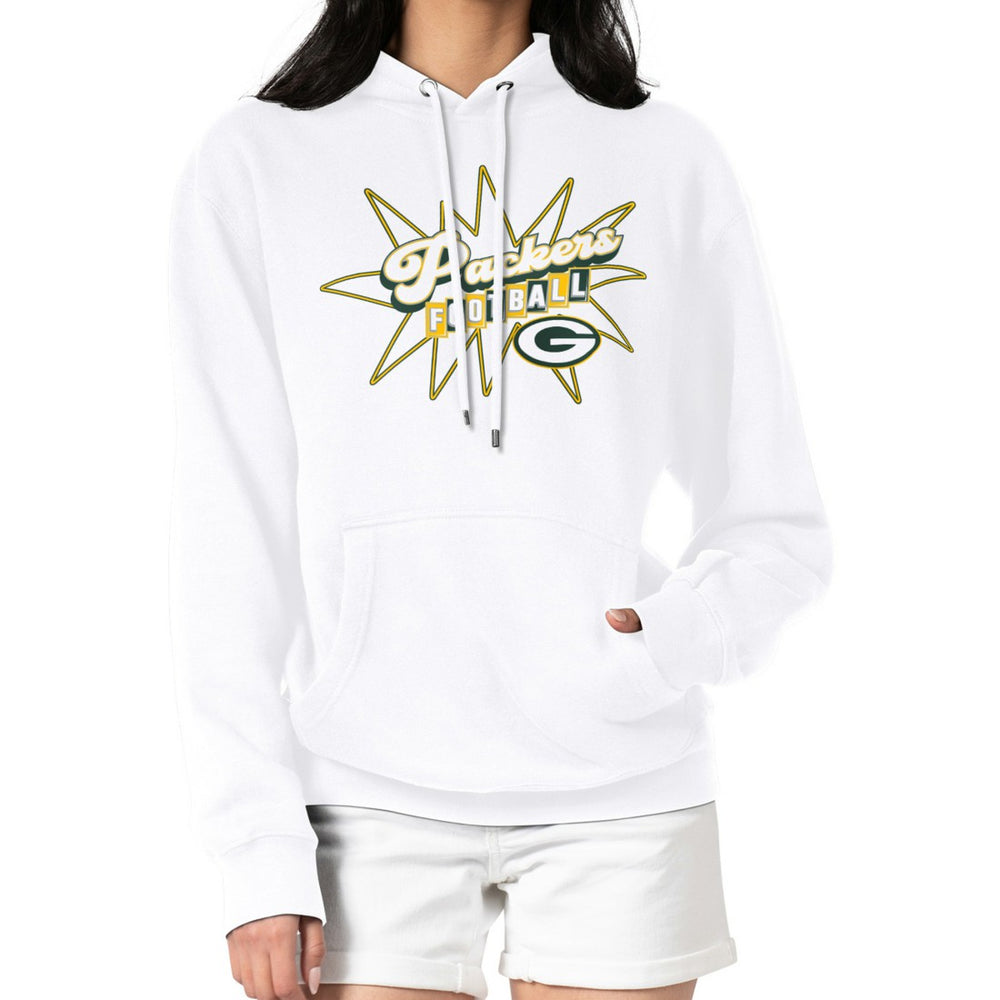 Green Bay Packers Starter Women's Drive-In Sign Pullover Hoodie - White Hoodies