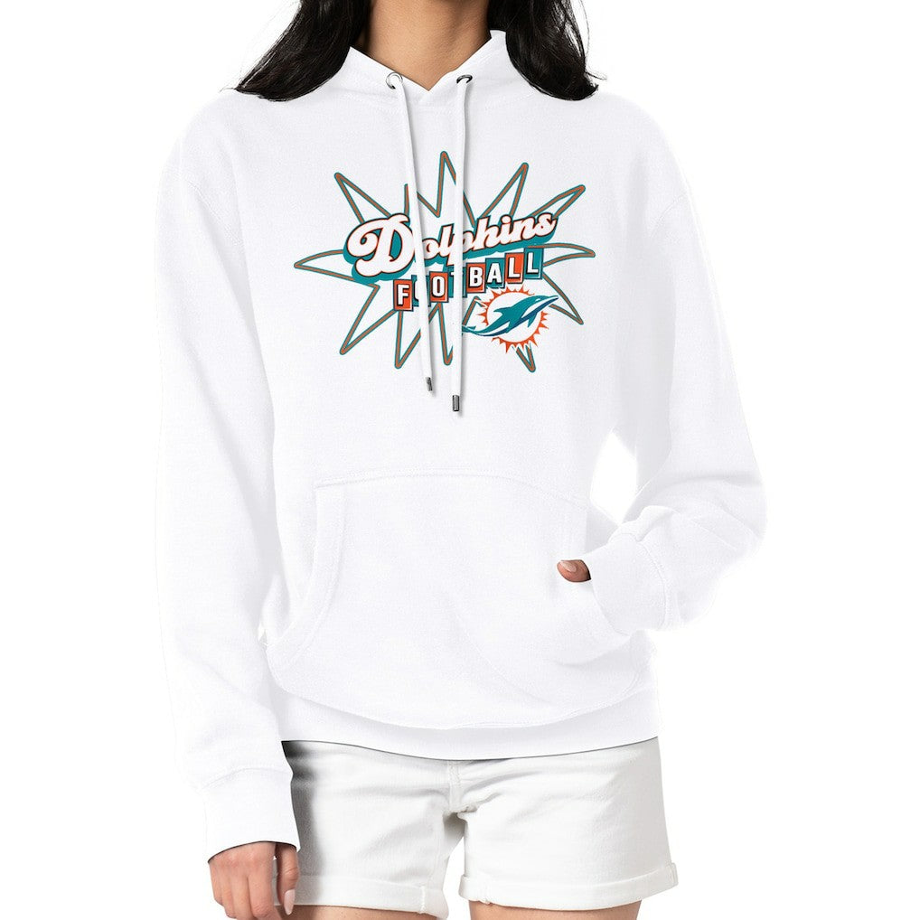 Miami Dolphins Starter Women's Drive-In Sign Pullover Hoodie - White Hoodies