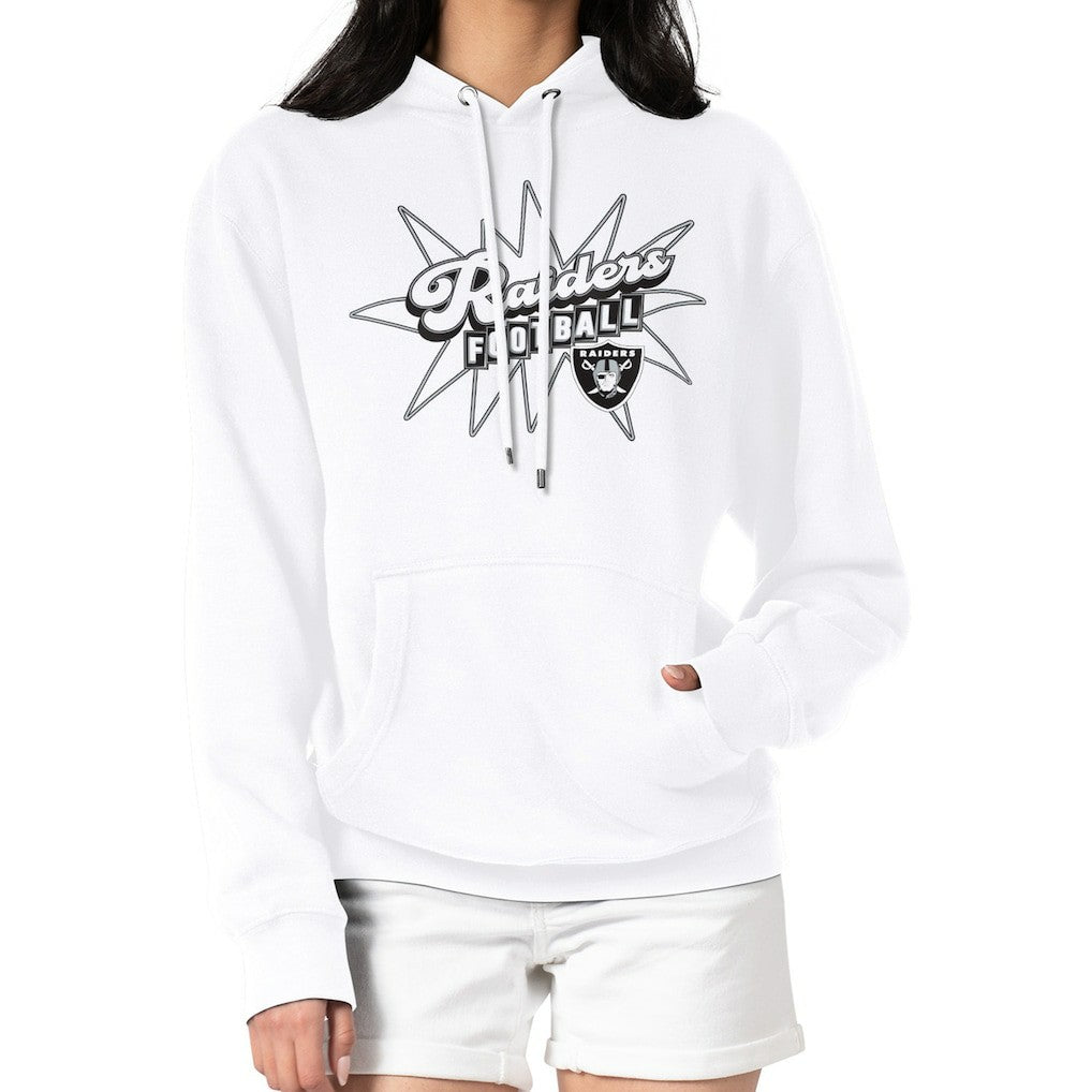 Las Vegas Raiders Starter Women's Drive-In Sign Pullover Hoodie - White Hoodies