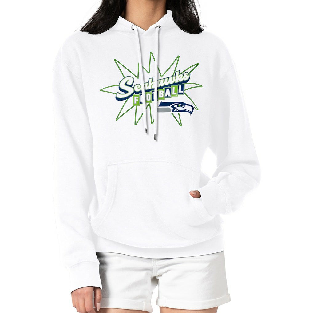 Seattle Seahawks Starter Women's Drive-In Sign Pullover Hoodie - White Hoodies