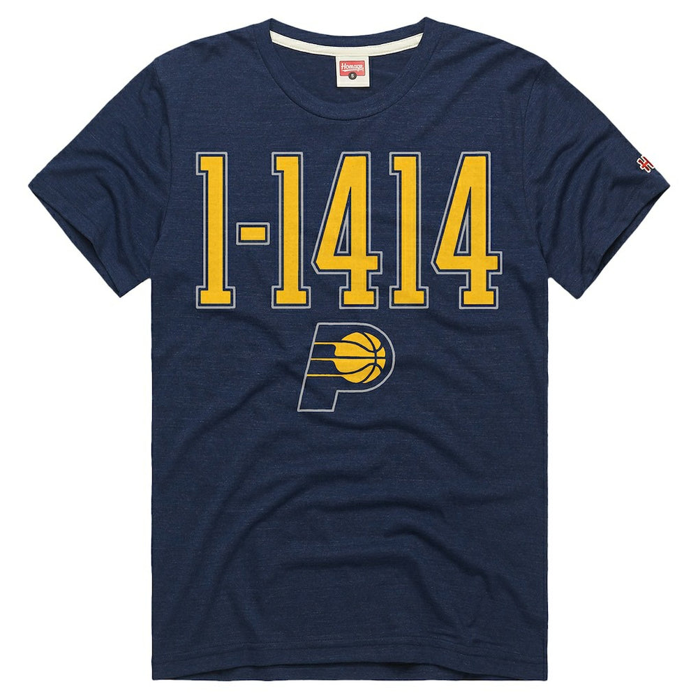 Indiana Pacers Homage Unisex The "1-1414" Comeback Record Tri-Blend T-Shirt Navy outlet
