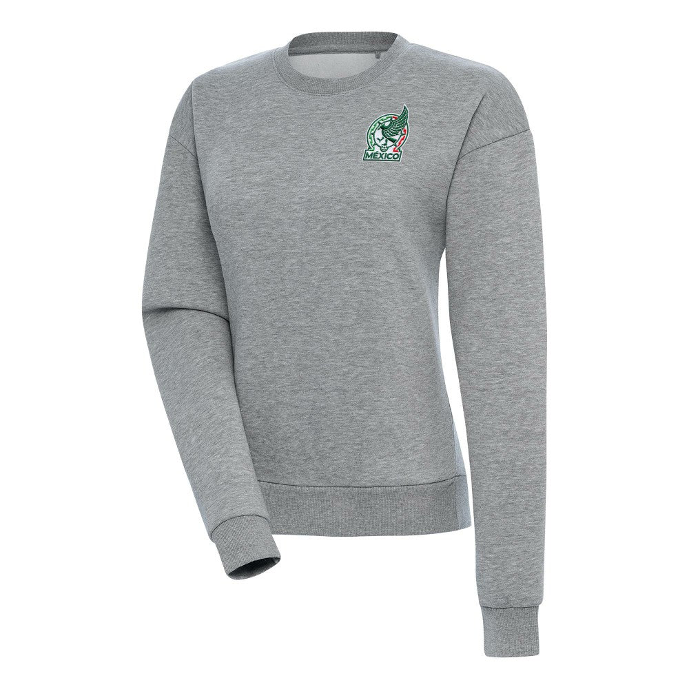 Mexico National Team Antigua Women's Takeover Pullover Sweatshirt Heather Gray