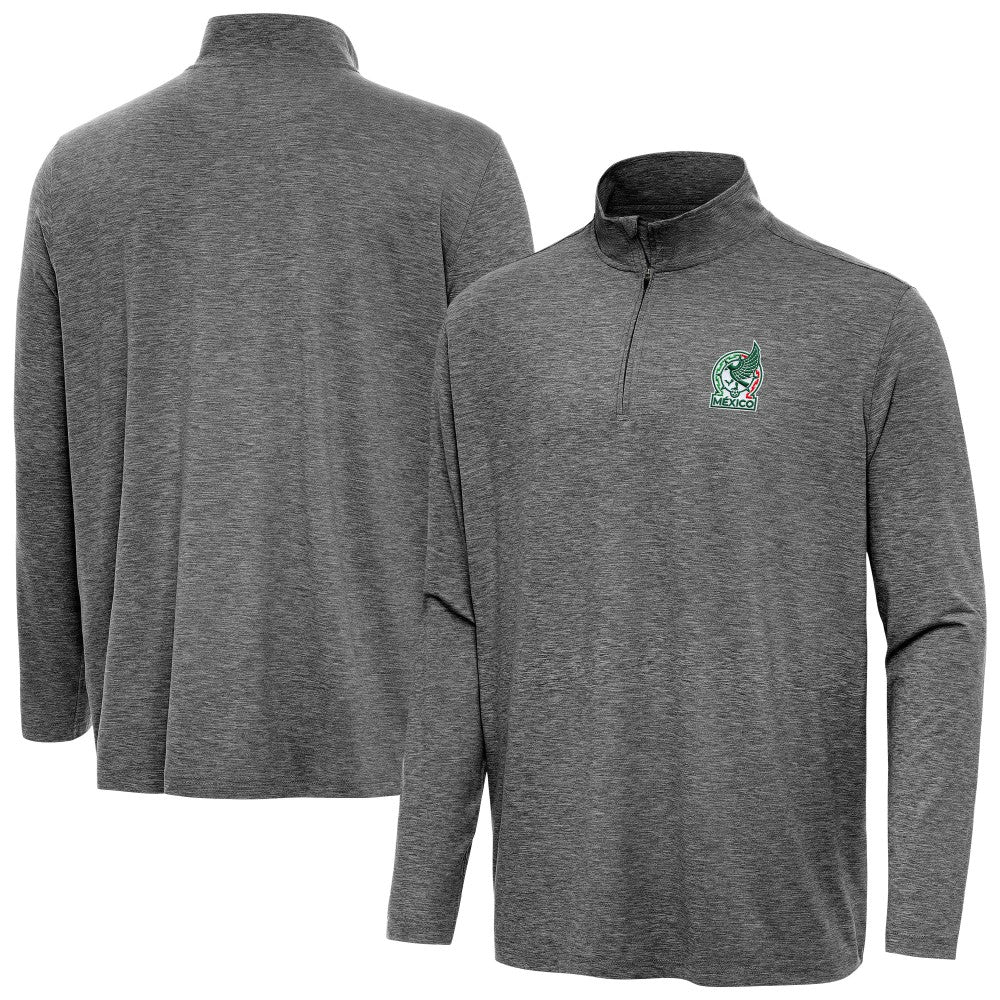 Mexico National Team Antigua Master Quarter-Zip Pullover Heather Black