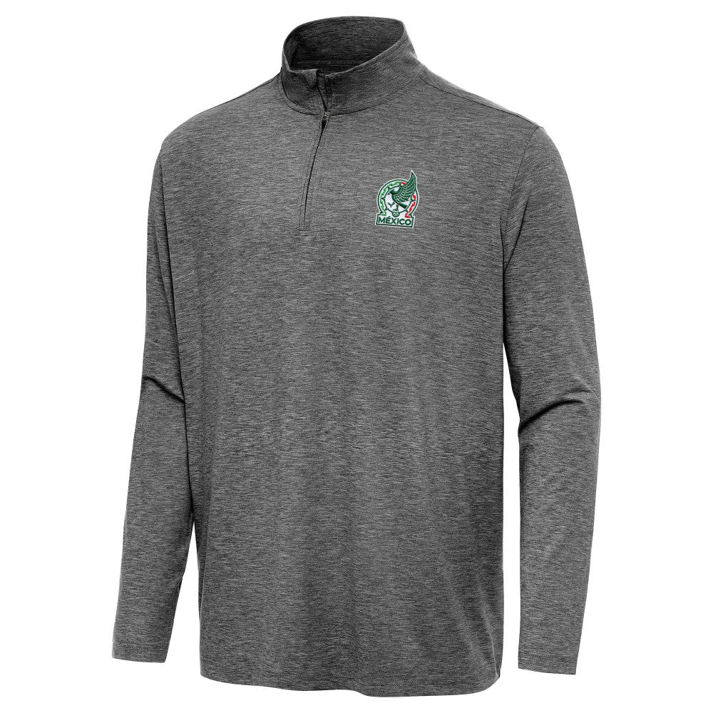 Mexico National Team Antigua Master Quarter-Zip Pullover Heather Black