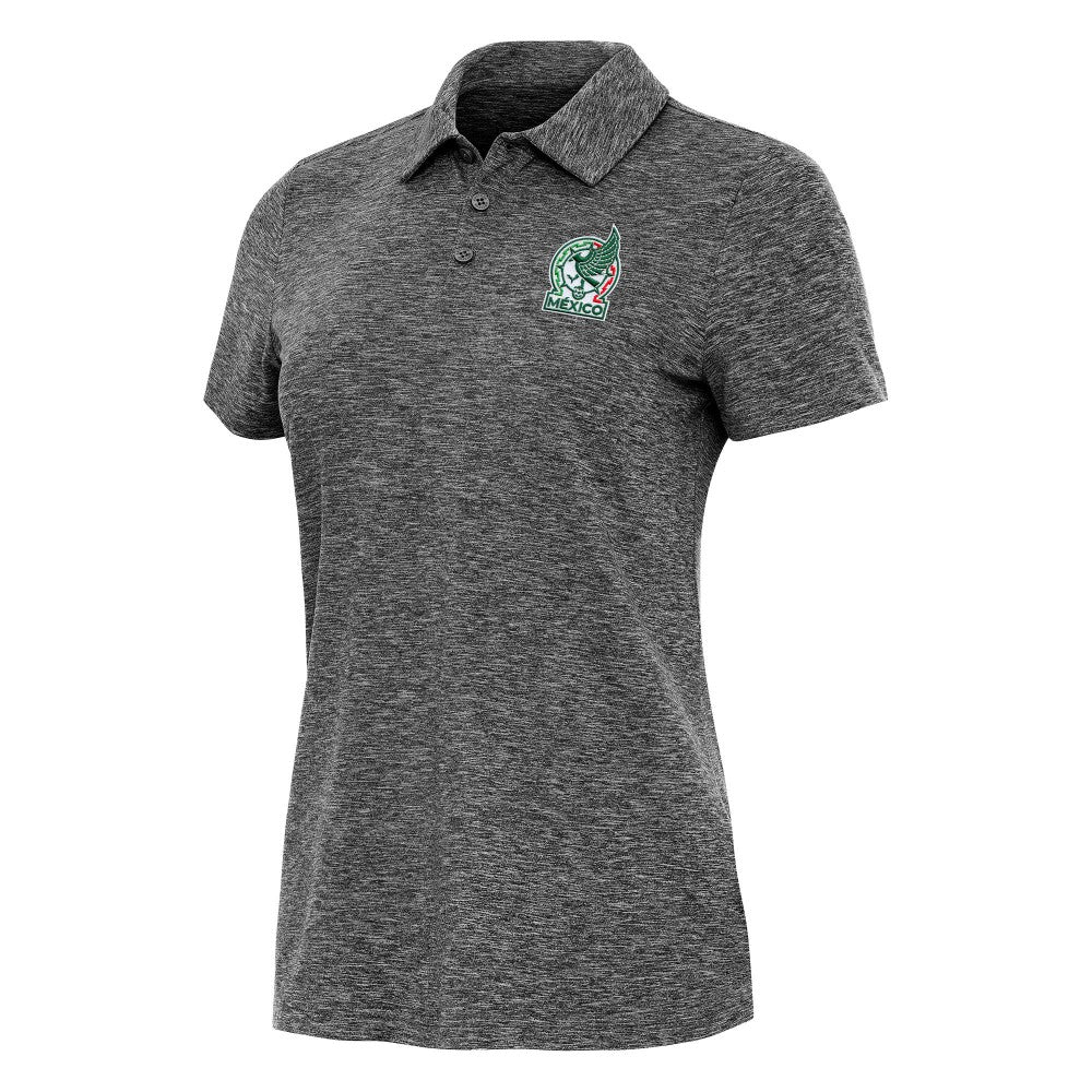 Mexico National Team Antigua Women's Triple Shot Polo Heather Black