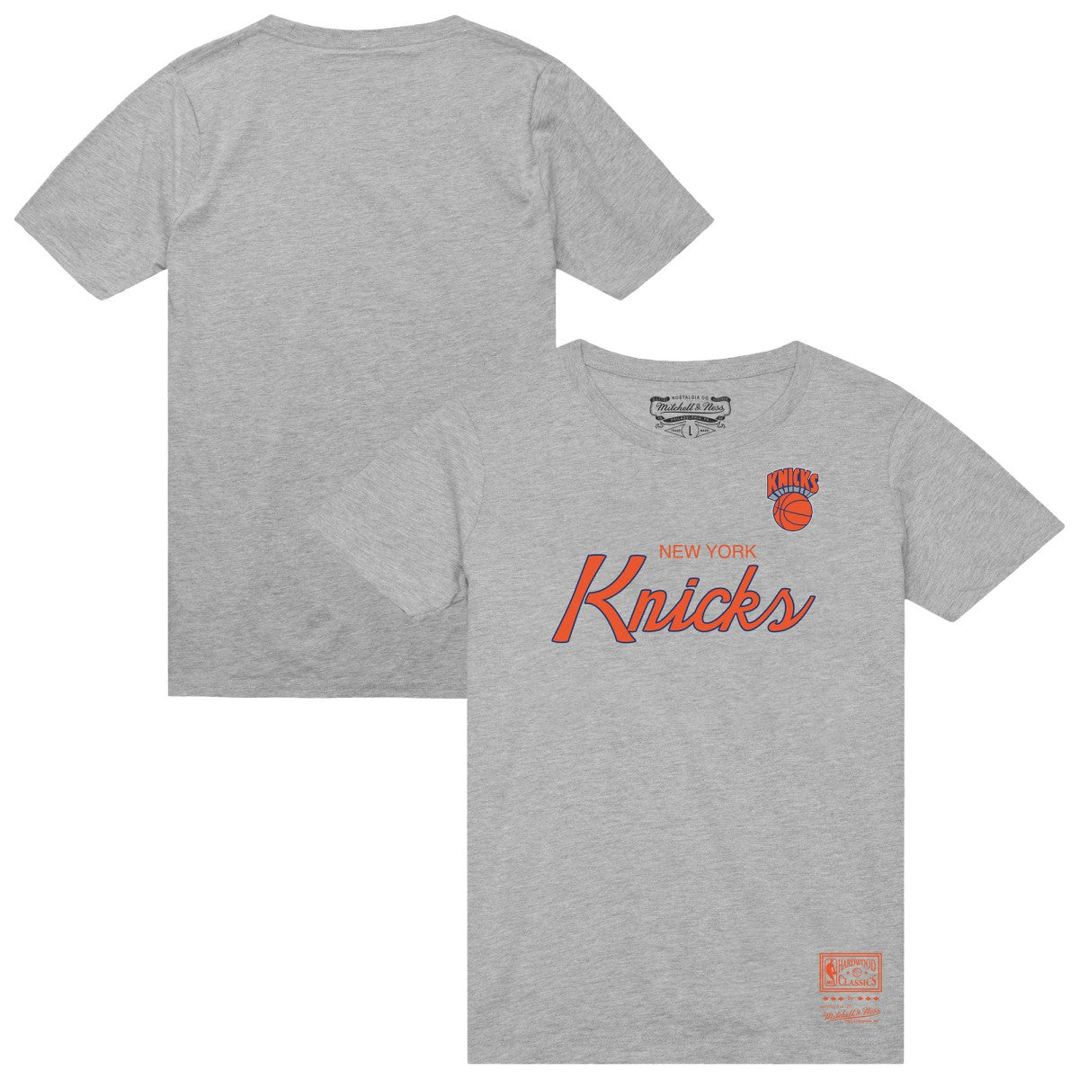 New York Knicks Big & Tall Hardwood Classics Vintage Wordmark T-Shirt Heather Gray - Mitchell & Ness