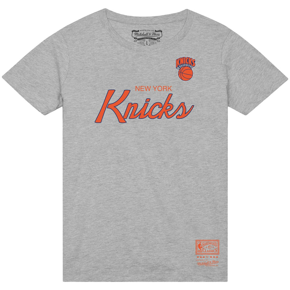 New York Knicks Big & Tall Hardwood Classics Vintage Wordmark T-Shirt Heather Gray - Mitchell & Ness
