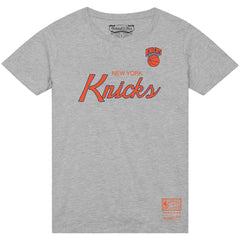 New York Knicks Big & Tall Hardwood Classics Vintage Wordmark T-Shirt Heather Gray - Mitchell & Ness
