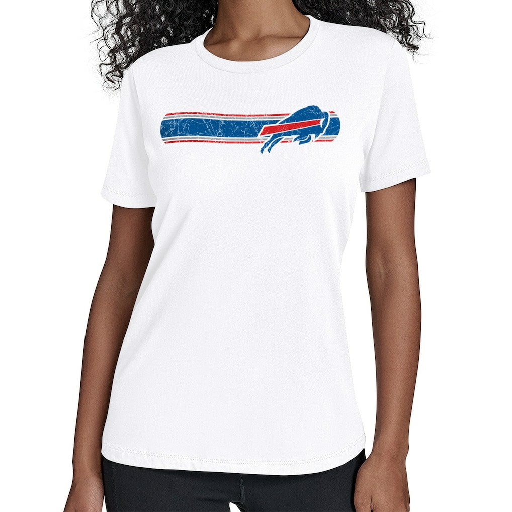 Buffalo Bills Starter Women's Team Stripe T-Shirt - White T-shirts