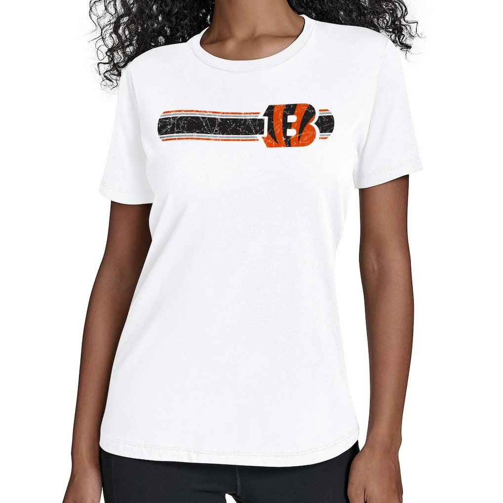 Cincinnati Bengals Starter Women's Team Stripe T-Shirt - White T-shirts