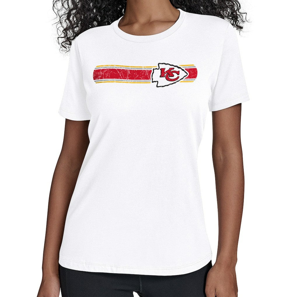 Kansas City Chiefs Starter Women's Team Stripe T-Shirt - White T-shirts
