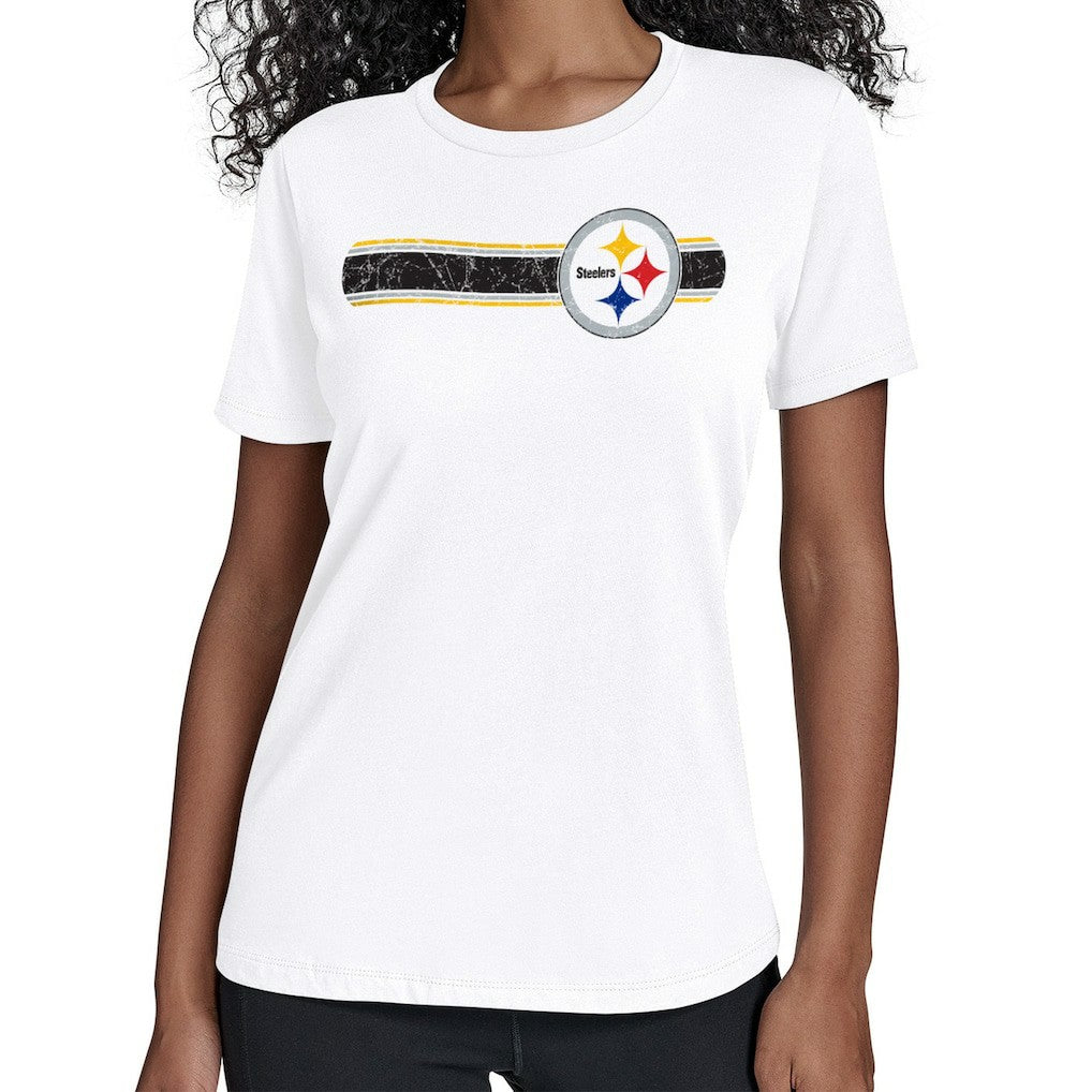 Pittsburgh Steelers Starter Women's Team Stripe T-Shirt - White T-shirts