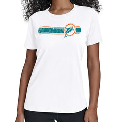 Miami Dolphins Starter Women's Throwback Team Stripe T-Shirt - White T-shirts