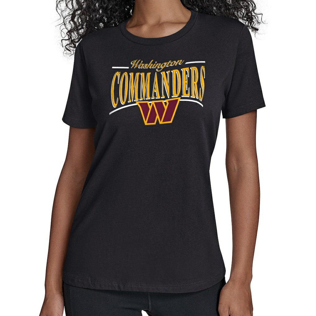 Washington Commanders Starter Women's Arch Stripe T-Shirt - Black T-shirts