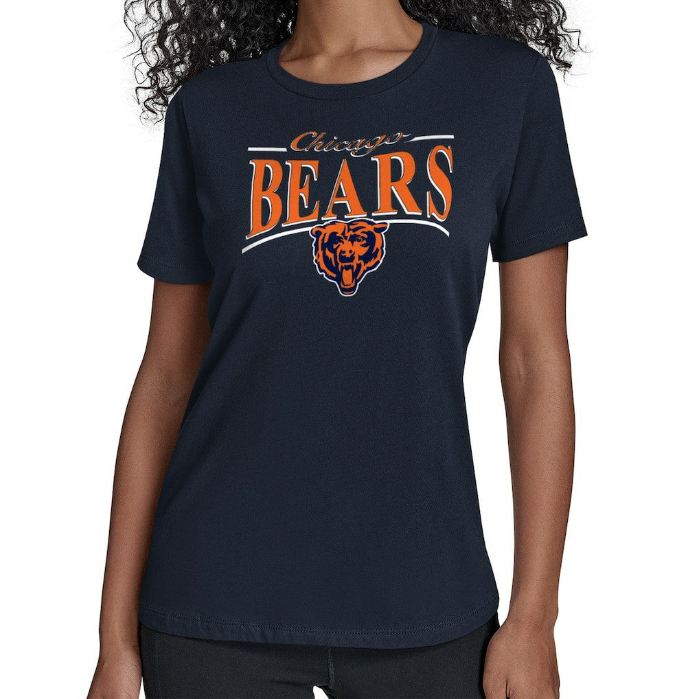Chicago Bears Starter Women's Arch Stripe T-Shirt - Navy T-shirts