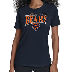Chicago Bears Starter Women's Arch Stripe T-Shirt - Navy T-shirts