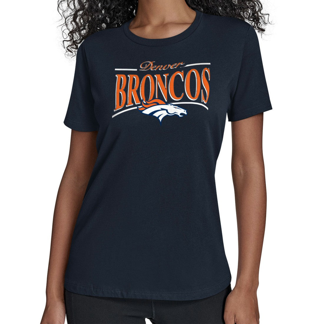 Denver Broncos Starter Women's Arch Stripe T-Shirt - Navy T-shirts