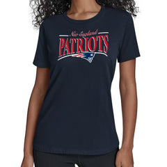New England Patriots Starter Women's Arch Stripe T-Shirt - Navy T-shirts