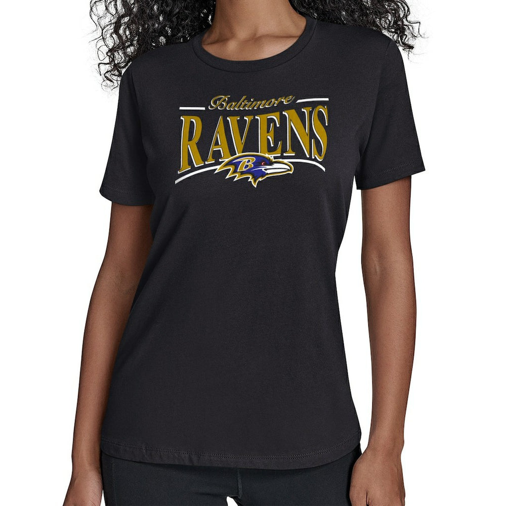 Baltimore Ravens Starter Women's Arch Stripe T-Shirt - Black T-shirts