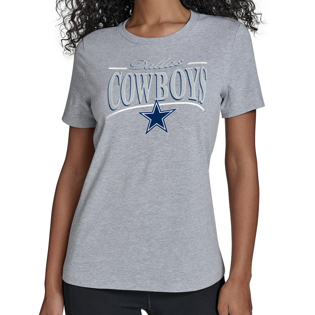 Dallas Cowboys Starter Women's Arch Stripe T-Shirt - Gray T-shirts