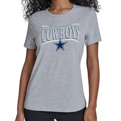Dallas Cowboys Starter Women's Arch Stripe T-Shirt - Gray T-shirts