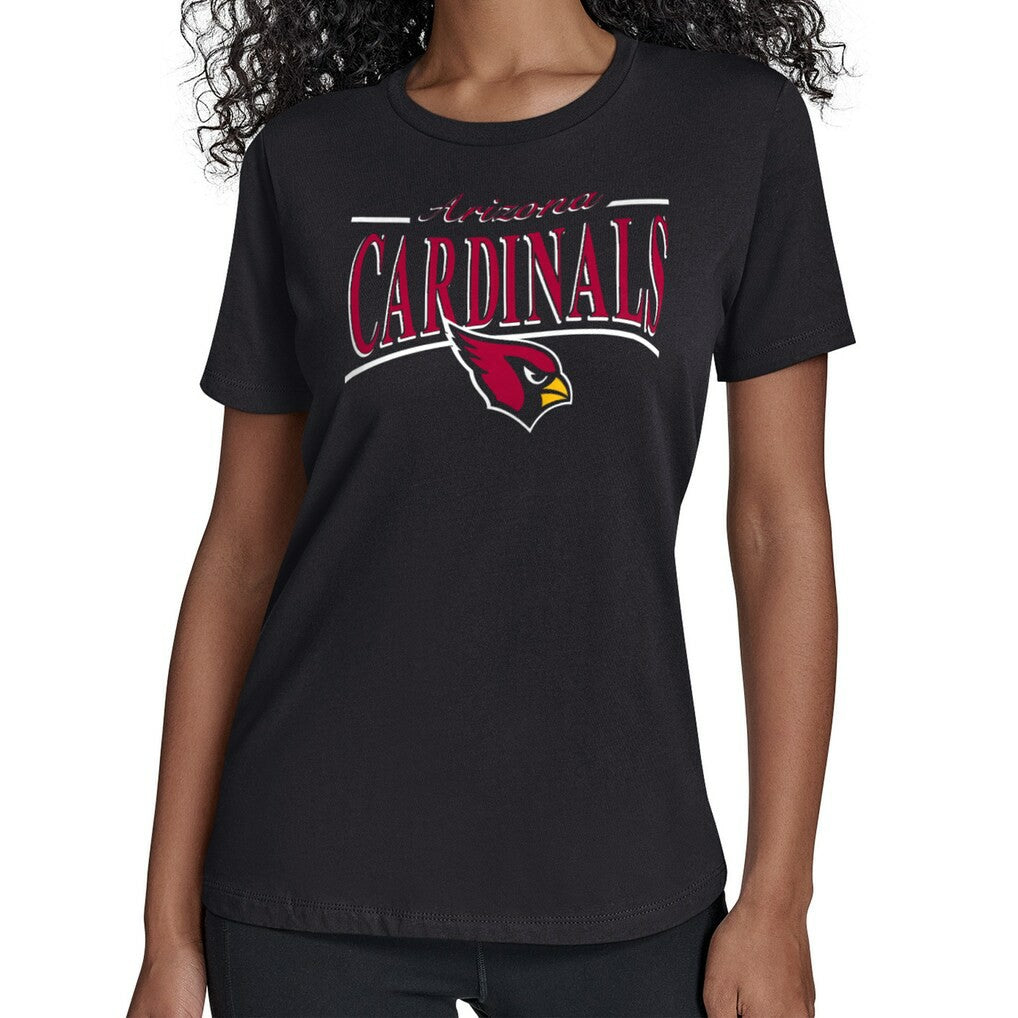 Arizona Cardinals Starter Women's Arch Stripe T-Shirt - Black T-shirts