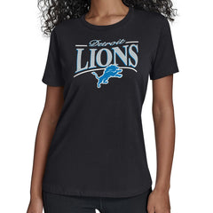 Detroit Lions Starter Women's Arch Stripe T-Shirt - Black T-shirts