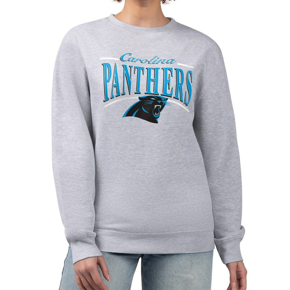 Carolina Panthers Starter Women's Arch Stripe Fleece Pullover Sweatshirt - Gray Pullover