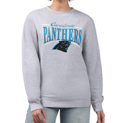 Carolina Panthers Starter Women's Arch Stripe Fleece Pullover Sweatshirt - Gray Pullover