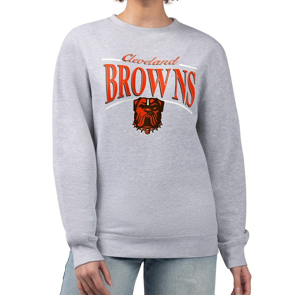 Cleveland Browns Starter Women's Arch Stripe Fleece Pullover Sweatshirt - Gray Pullover