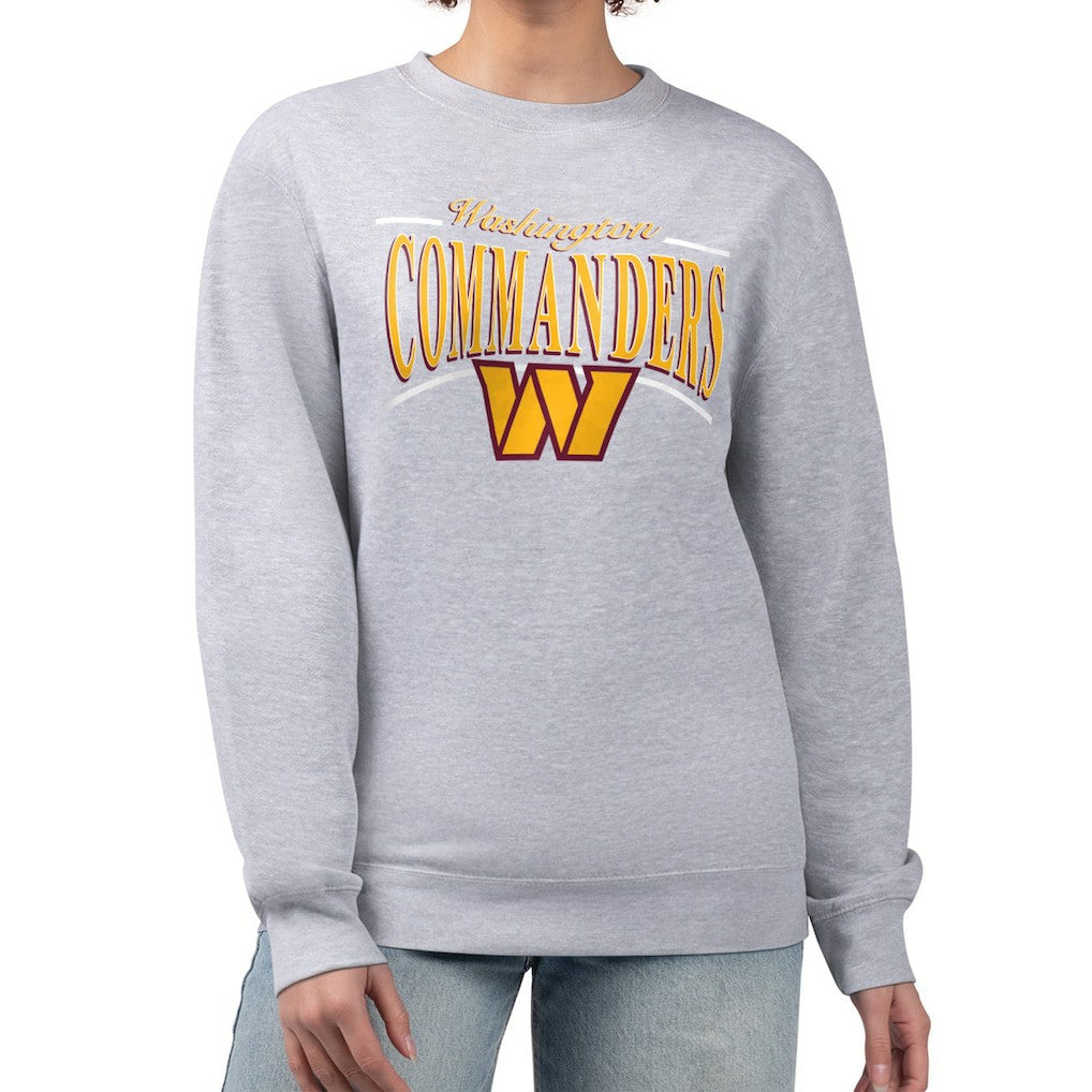 Washington Commanders Starter Women's Arch Stripe Fleece Pullover Sweatshirt - Gray Pullover