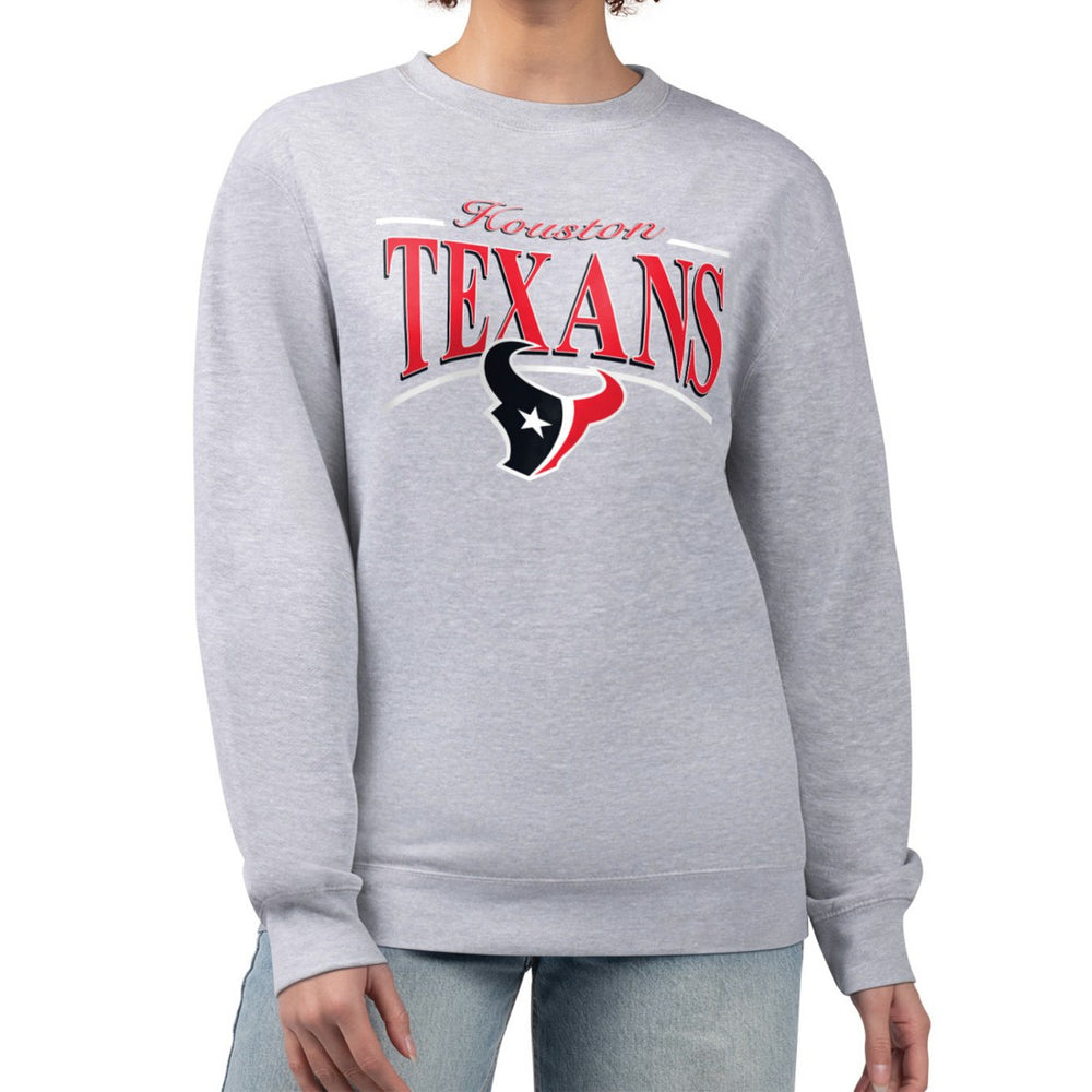 Houston Texans Starter Women's Arch Stripe Fleece Pullover Sweatshirt - Gray Pullover