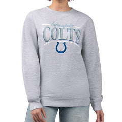 Indianapolis Colts Starter Women's Arch Stripe Fleece Pullover Sweatshirt - Gray Pullover