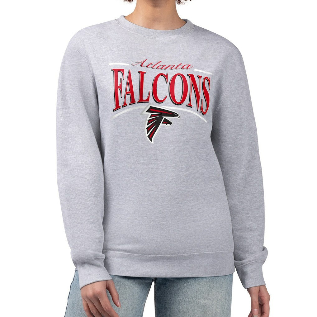 Atlanta Falcons Starter Women's Arch Stripe Fleece Pullover Sweatshirt - Gray Pullover