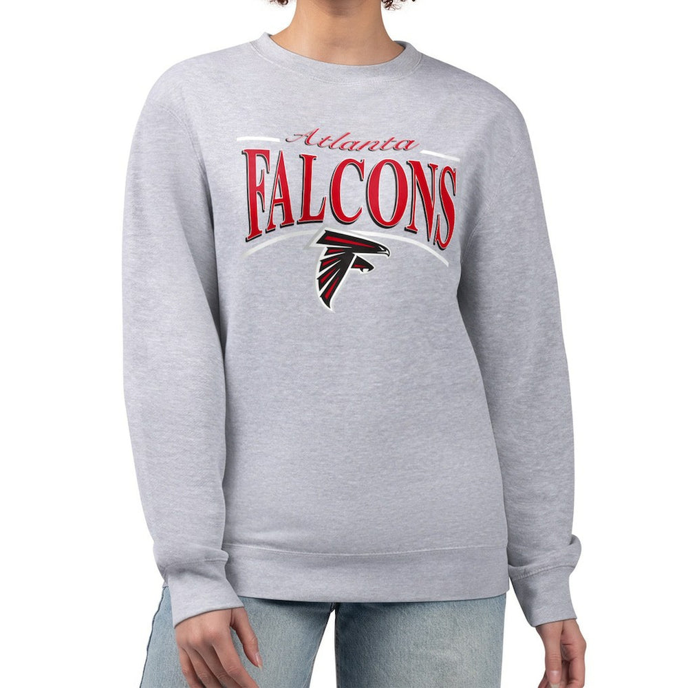 Atlanta Falcons Starter Women's Arch Stripe Fleece Pullover Sweatshirt - Gray Pullover