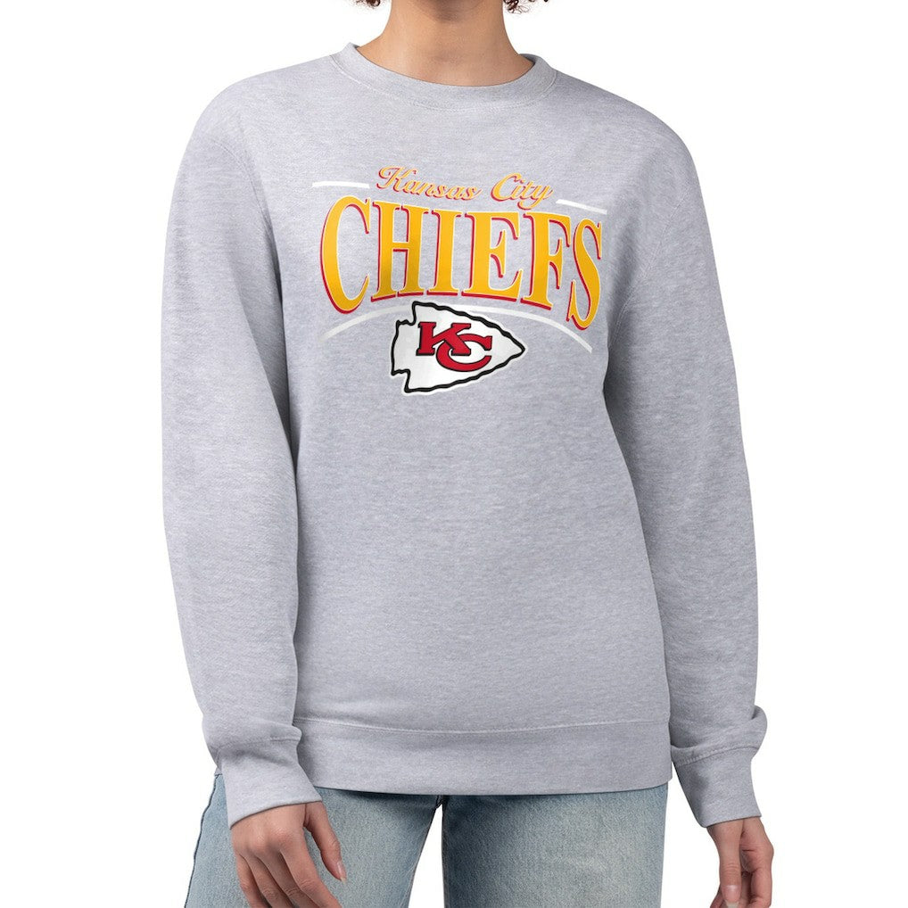 Kansas City Chiefs Starter Women's Arch Stripe Fleece Pullover Sweatshirt - Gray Pullover