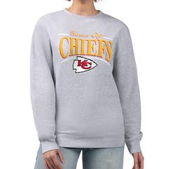 Kansas City Chiefs Starter Women's Arch Stripe Fleece Pullover Sweatshirt - Gray Pullover