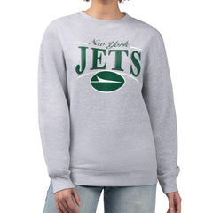 New York Jets Starter Women's Arch Stripe Fleece Pullover Sweatshirt - Gray Pullover
