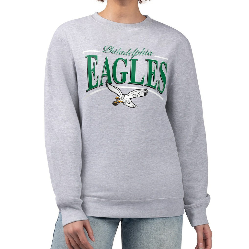 Philadelphia Eagles Starter Women's Throwback Arch Stripe Fleece Pullover Sweatshirt - Gray Pullover