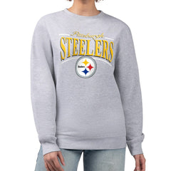 Pittsburgh Steelers Starter Women's Arch Stripe Fleece Pullover Sweatshirt - Gray Pullover