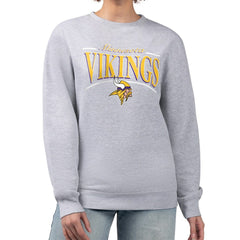 Minnesota Vikings Starter Women's Arch Stripe Fleece Pullover Sweatshirt - Gray Pullover