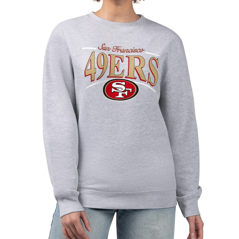 San Francisco 49ers Starter Women's Arch Stripe Fleece Pullover Sweatshirt - Gray Pullover