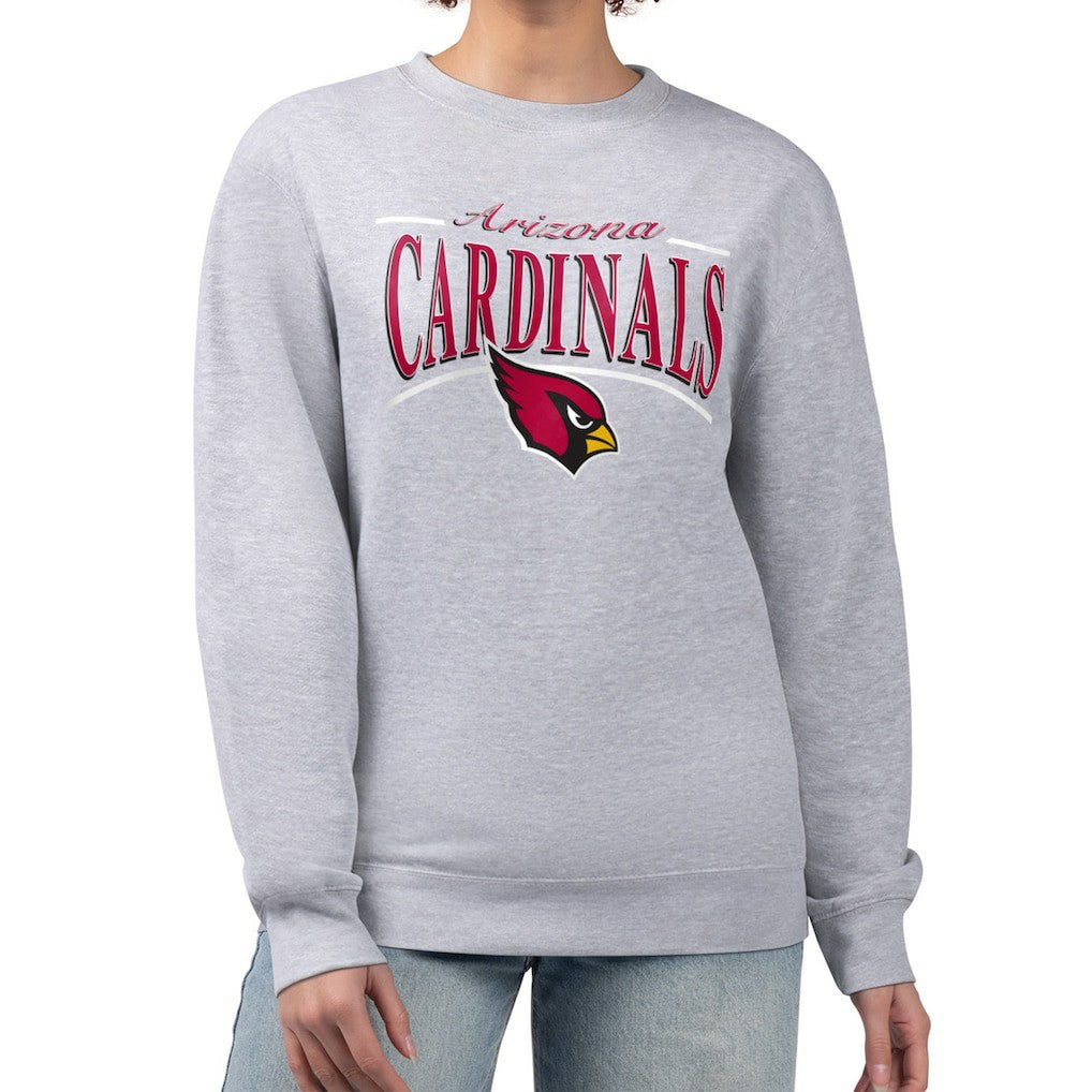 Arizona Cardinals Starter Women's Arch Stripe Fleece Pullover Sweatshirt - Gray Pullover