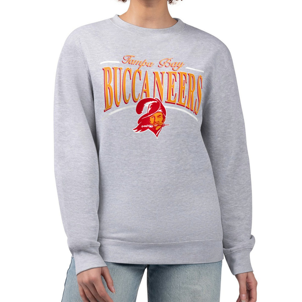 Tampa Bay Buccaneers Starter Women's Throwback Arch Stripe Fleece Pullover Sweatshirt - Gray Pullover
