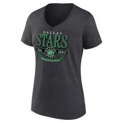 Dallas Stars Women's Retro Banner V-Neck T-Shirt - Charcoal | US 203175578
