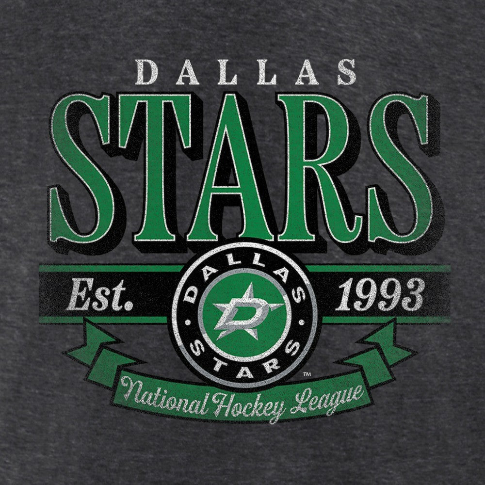 Dallas Stars Women's Retro Banner V-Neck T-Shirt - Charcoal | US 203175578