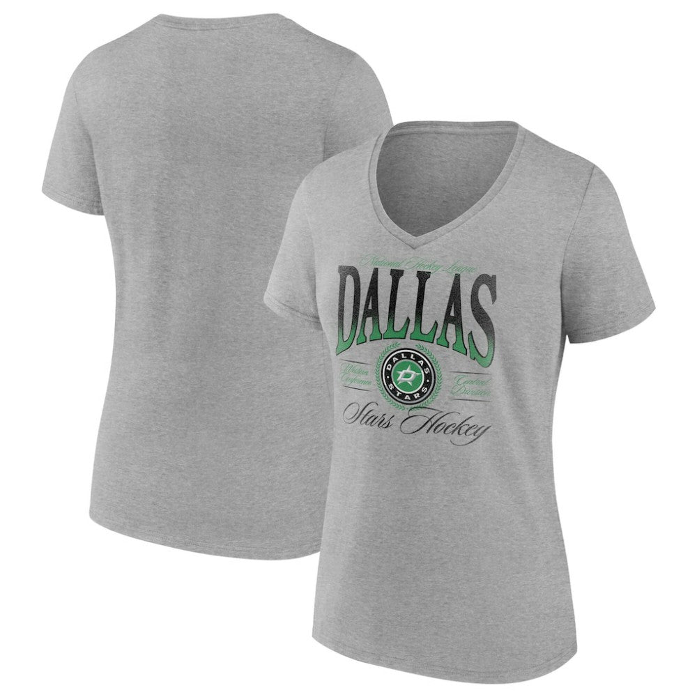 Dallas Stars Women's Retro Script V-Neck T-Shirt - Gray | US 203175580
