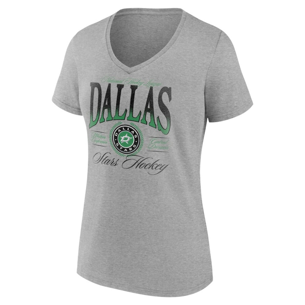 Dallas Stars Women's Retro Script V-Neck T-Shirt - Gray | US 203175580