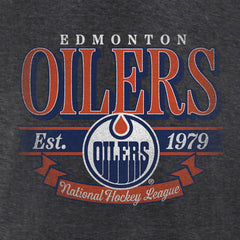 Edmonton Oilers Women's Retro Banner V-Neck T-Shirt - Charcoal | US 203175582